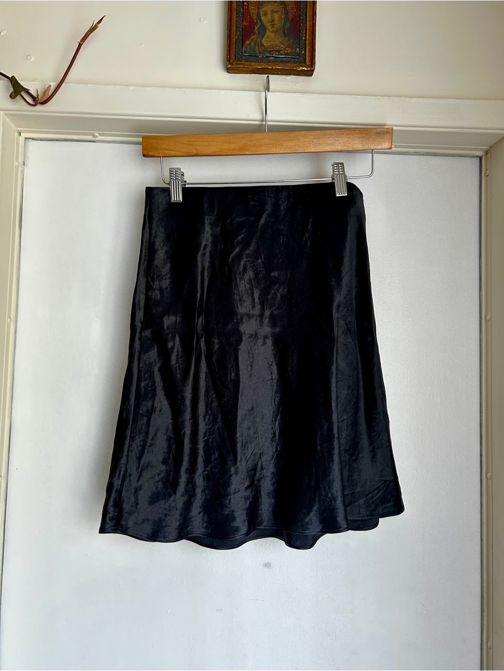 Aritzia Black Satin Mini Skirt